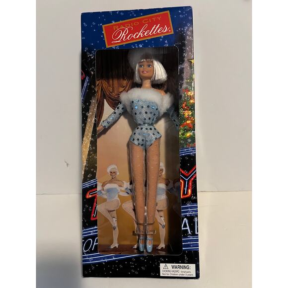 VTG NYC Radio City Rockettes Holiday Blue Sparkly White Fur Outfit NIB - Picture 1 of 2